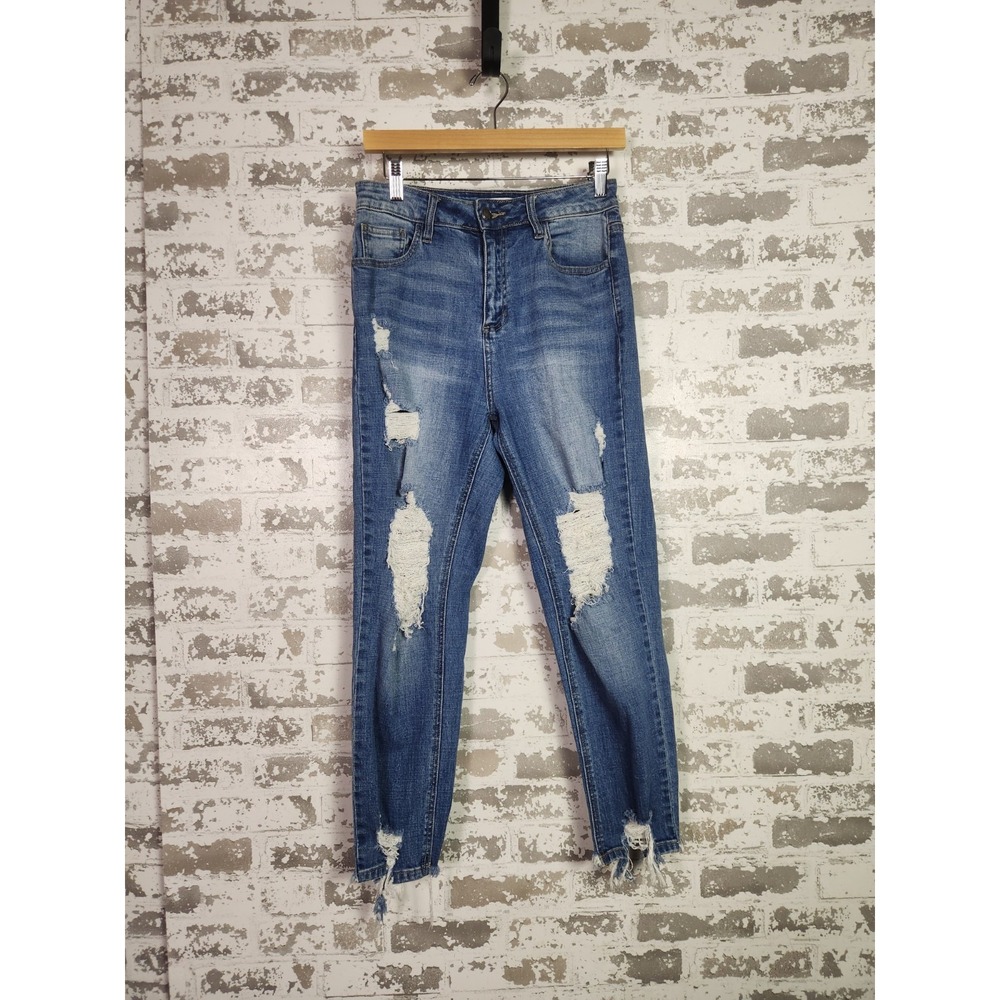 Jelly Jeans Womens Size 5 Ankle Straight High Rise Distressed Medium Wash Casual